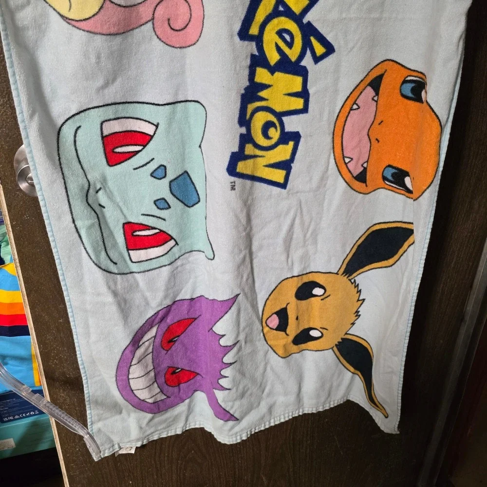 Pokemon Beach Towel Pikachu Eevee Gengar Charmander Blue Cotton 2018 Nintendo
